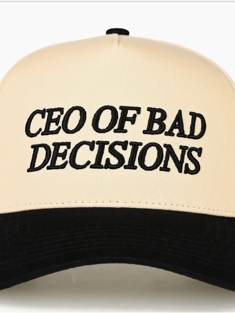Beige and Black 'CEO OF BAD DECISIONS' Trucker Hat